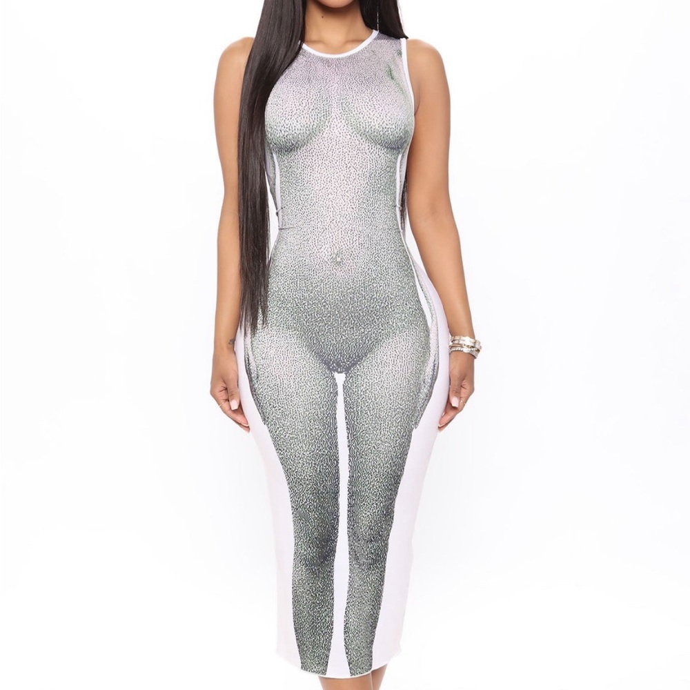 FASHION NOVA NEVER LOOK AWAY MIDI DRESS